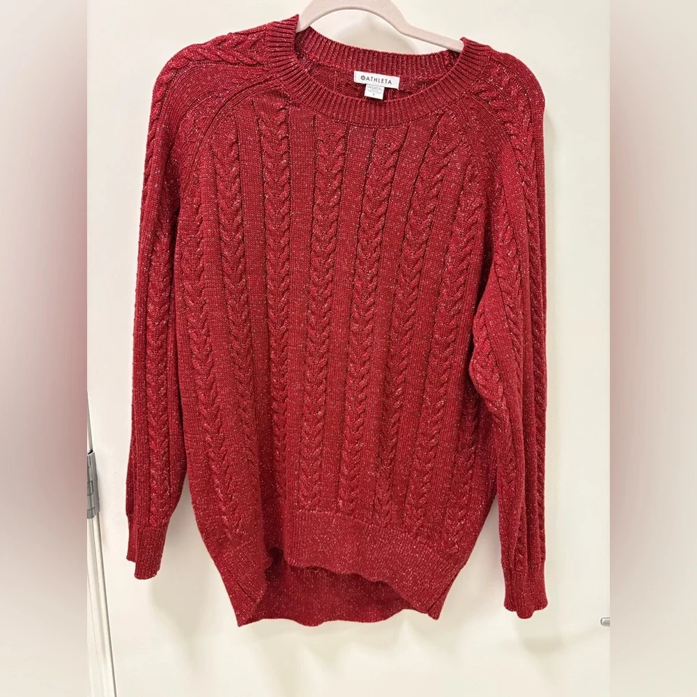 Athleta Crossroads Crew Sweater Red Metallic Size S - Picture 3 of 9